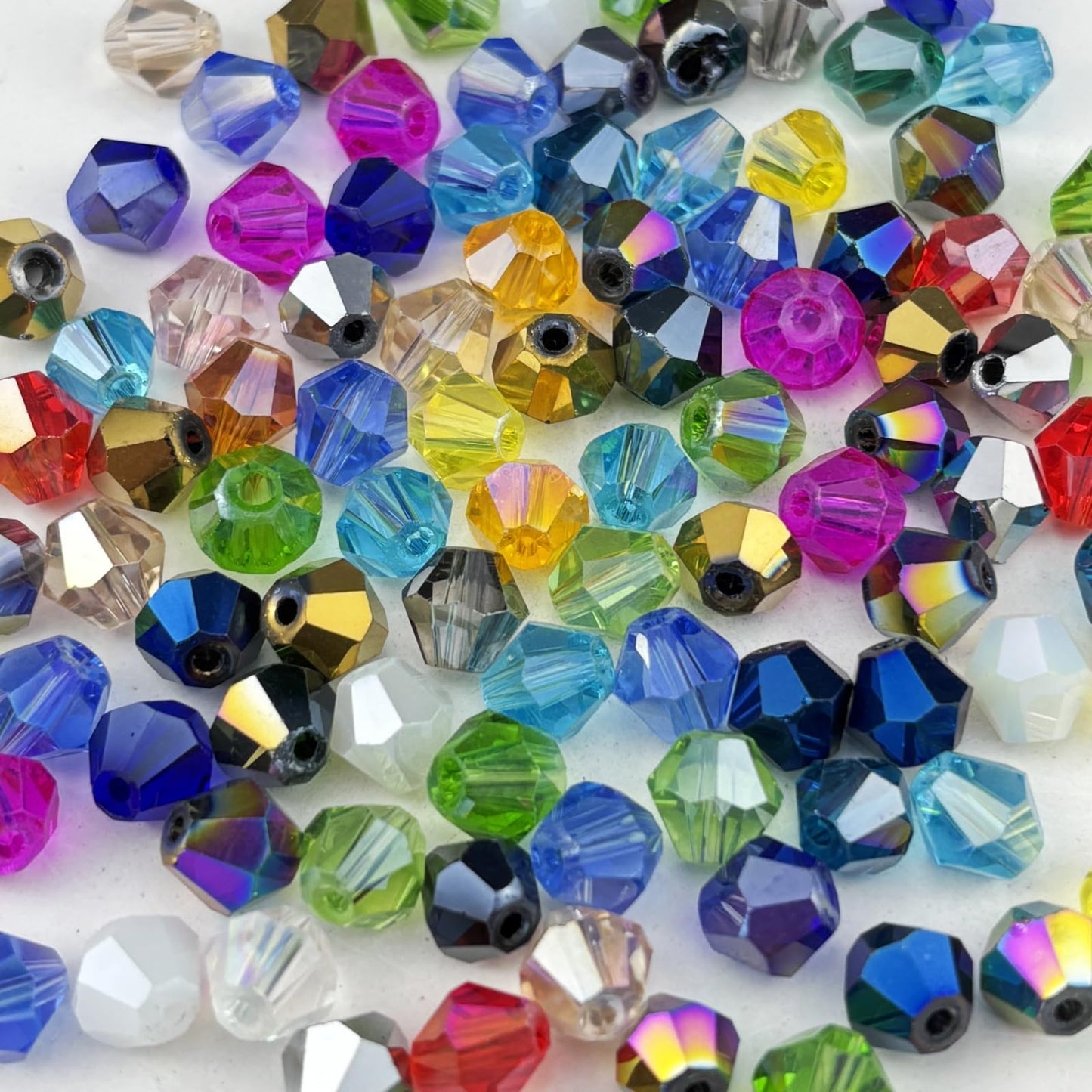 Pinhoollgo 100pcs 8mm Bicone Crystal Glass Beads Mix Colors