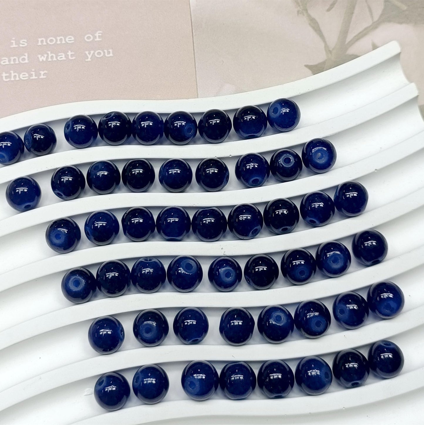 200PCS Glass Beads 8mm Glass Beads for Bracelets Necklaces Jewelry Making DIY Crafts (Navy)