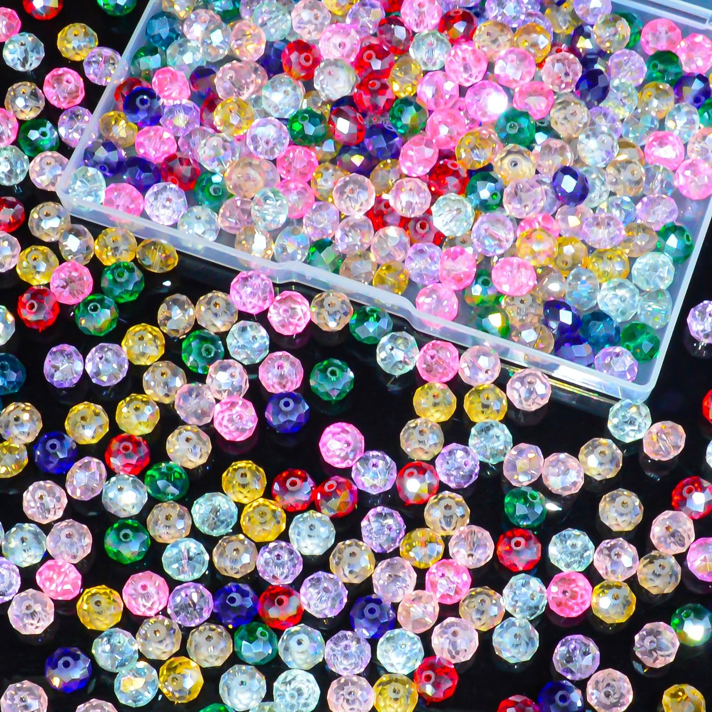 Laopottbeads 220Pcs Colors Random 10mm Crystal Glass Beads for Jewelry Making Beads for Bracelets Necklace Pendants Making Supplies(Mixed Colors)