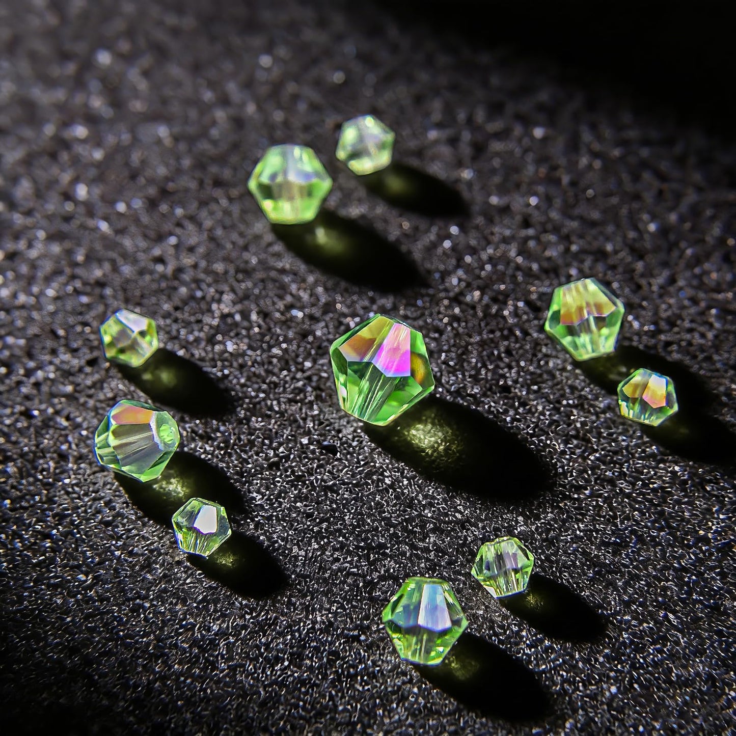 1550PCS Bicone Crystal Glass Beads Set for Jewelry Making, 3mm 4mm 6mm 8mm Sparkling Faceted Beads Sorted by Size for Bracelets, Necklaces, Suncatchers & DIY Crafts(Green)