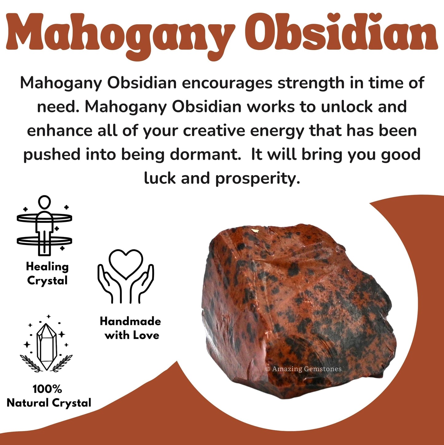 Amazing Gemstone 2 Pieces Mahogany Obsidian Raw Crystals and Healing Stones, Natural Rocks for Tumbling and DIY Raw Stones and Crystals
