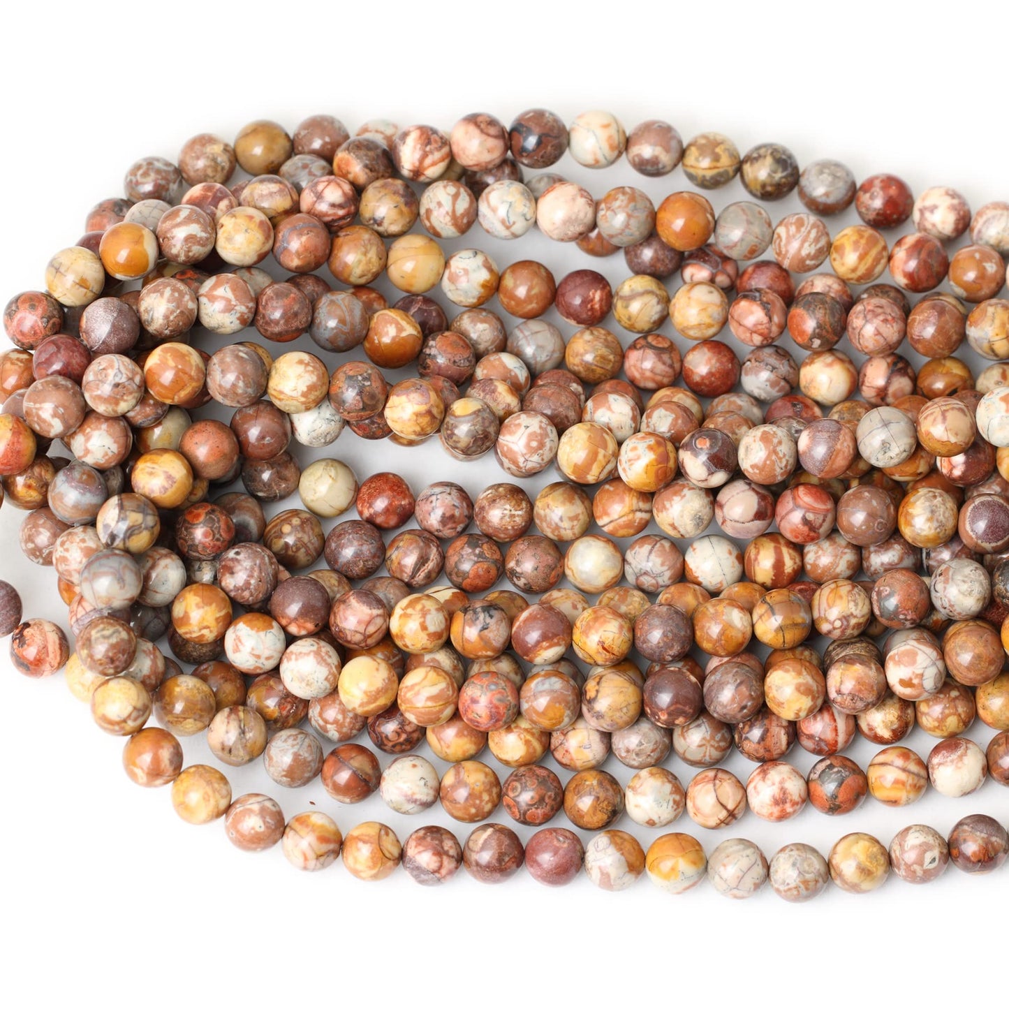 CHEAVIAN 45PCS 8mm Natural Birdeye Rhyolite Stone Gemstone Round Loose Beads for Jewelry Making 1 Strand 15"