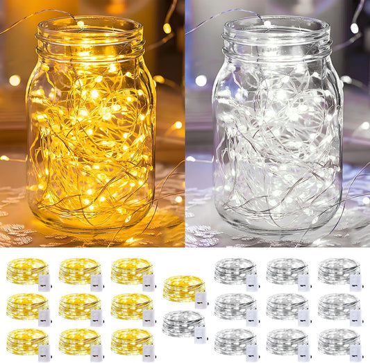 Skiennix 20 Pack LED Fairy Lights - Battery Operated Mini Twinkle String Lights | 7FT Waterproof for Christmas Decor