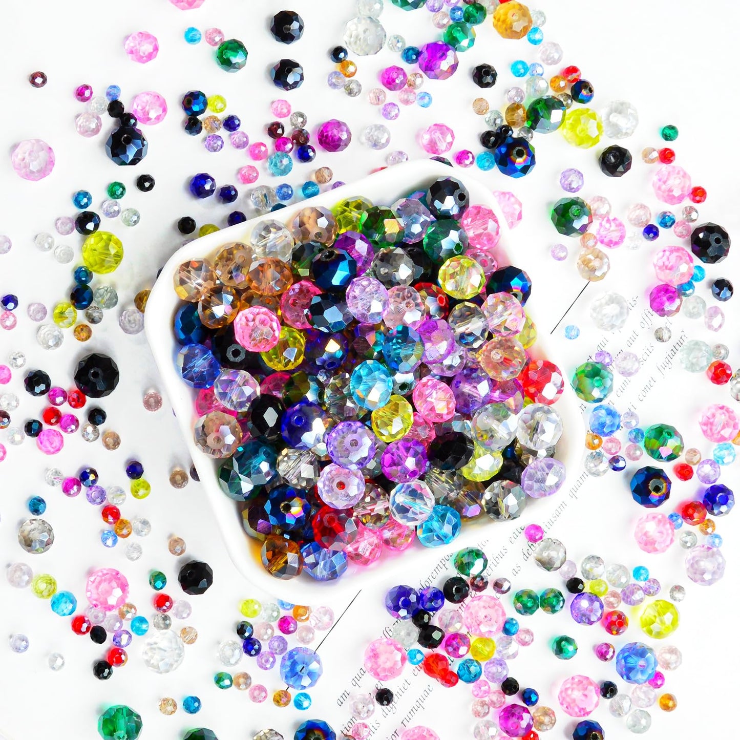 Laopottbeads 460Pcs Colors Random 8mm Crystal Glass Beads for Jewelry Making Beads for Bracelets Necklace Pendants Making Supplies(Mixed Colors)