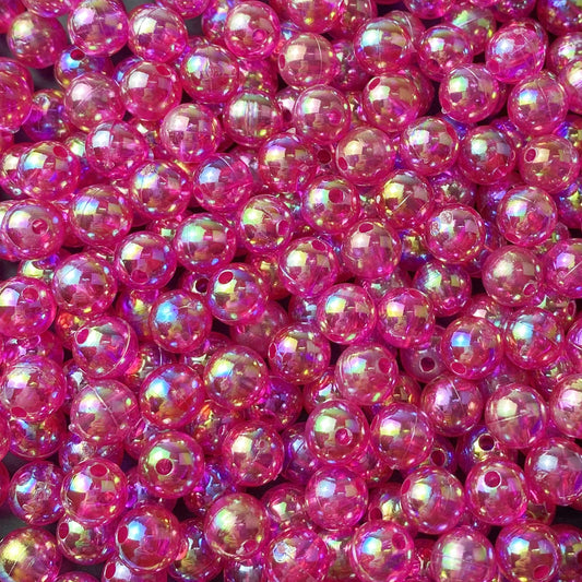 300 Pcs 8mm Acrylic Round Beads AB Colors Round Spacer Beads for Earring Bracelet Necklace Key Chains Jewelry DIY Craft Making(Rose Red AB)