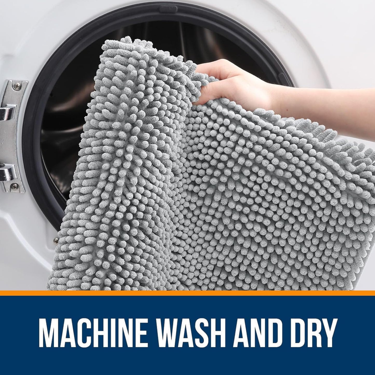 OLANLY Bathroom Rugs - Extra Soft Chenille Bath Mats | Quick Dry & Machine Washable, 36x24, Light Grey