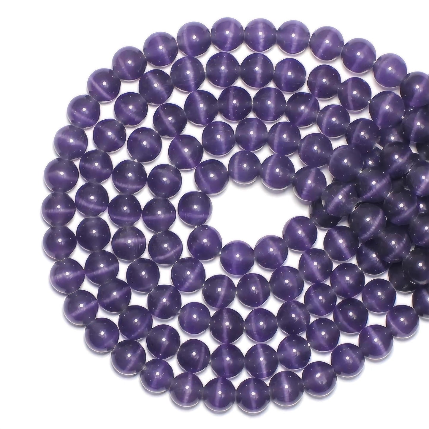 MJDCB 60pcs Purple Cat Eye Stone Beads 6mm Round Crystal Loose Bead for Jewelry Making DIY Bracelets Necklace Accessories