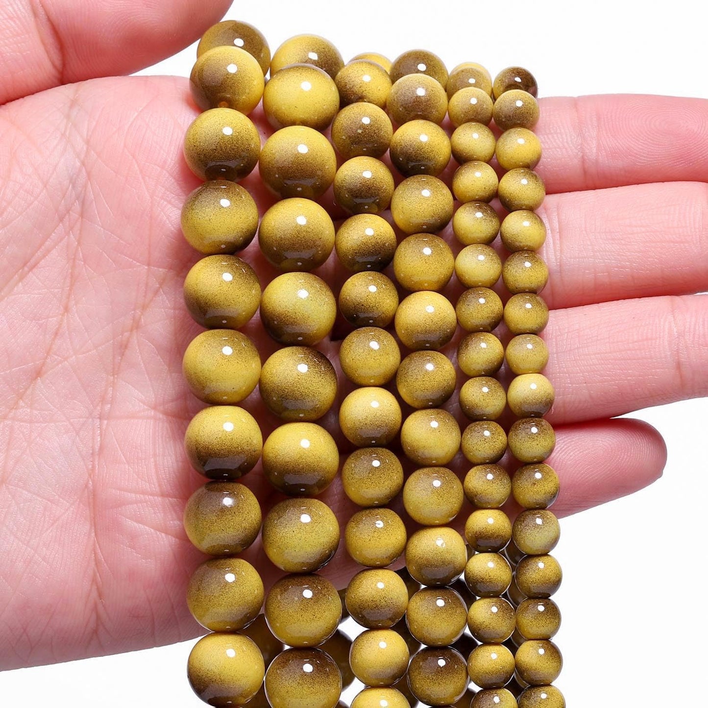 Song Xi 45PCS 8mm Khaki Tiger Eye Gemstone Beads for Jewelry Making, Round Smooth Glass Beads for DIY Bracelet Necklace Earring Keychain, Arts and Crafts, for Christmas Wedding Birthday