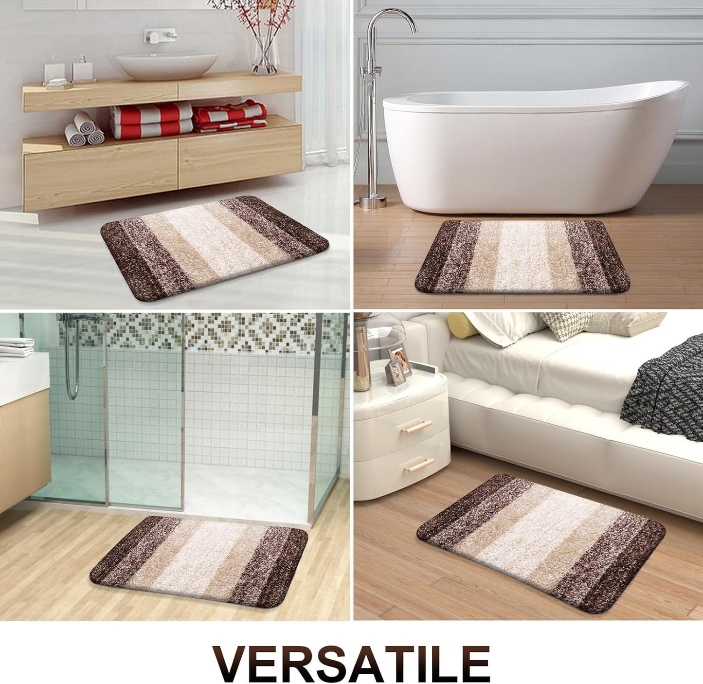 OLANLY Bathroom Rug Mat - Extra Soft, Absorbent Microfiber | Non-Slip Plush Shaggy Design, 30x20, Brown