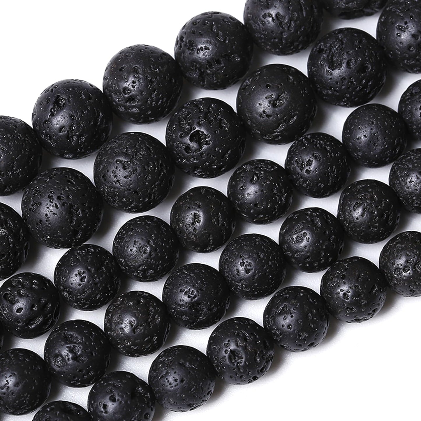 12MM 32pcs Natural Stone Beads Black Volcanic Lava Gemstone Round Loose Beads for Jewelry Making Bracelet 1 Strands 15"