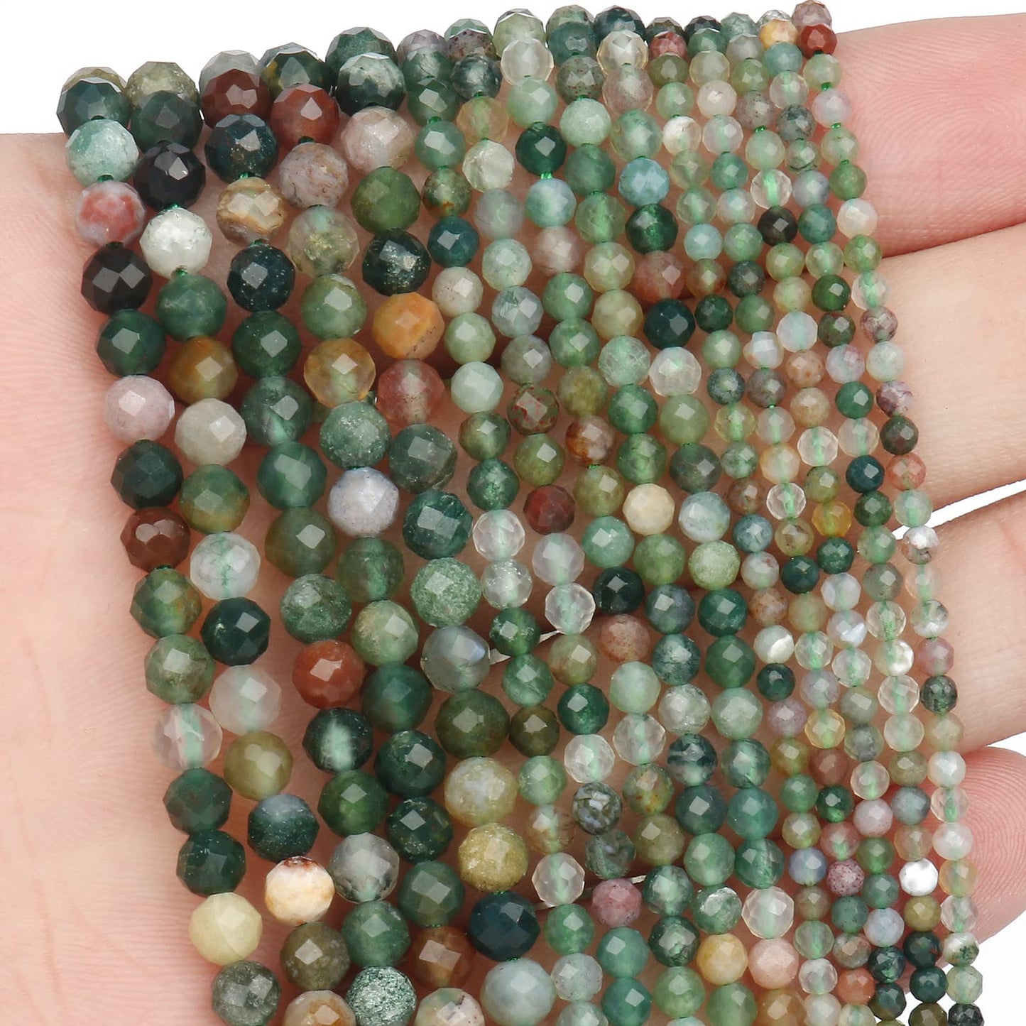 Song Xi 180pcs 2mm Natural Indian Agate Gemstone Beads Faceted Round Loose Stone Beads for Jewelry Making