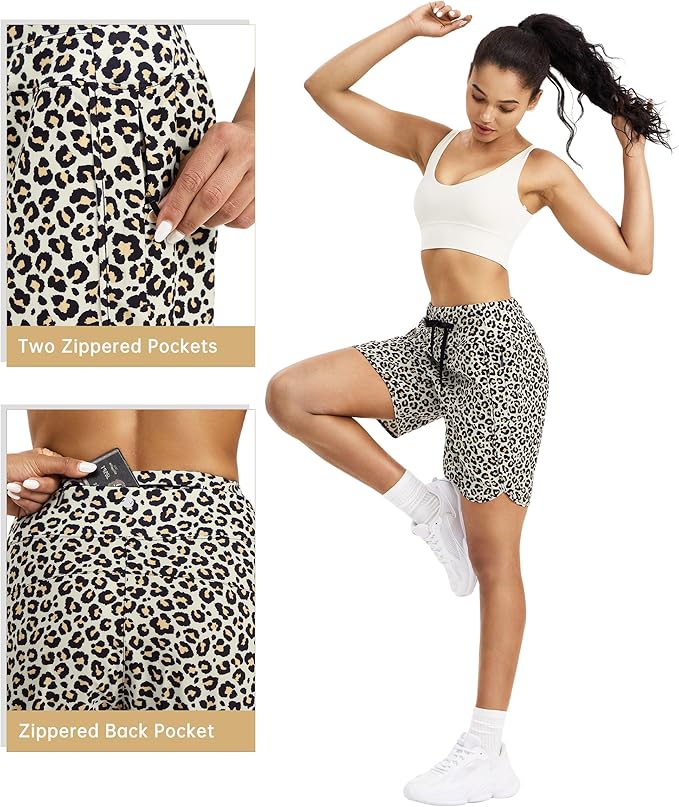 Willit Women's 7" Athletic Running Shorts Long Workout Hiking Shorts Quick Dry High Waisted Active Zipper Pocket(Large)