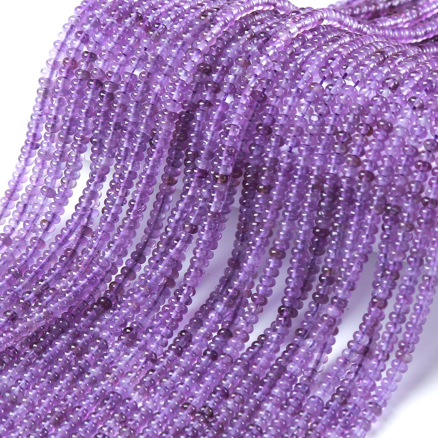 2x4MM 150PCS Amethyst Crystal Tube Rondelle Abacus Disk Natural Stone Spacer Loose Beads for Jewelry Making Bracelet DIY Accessories