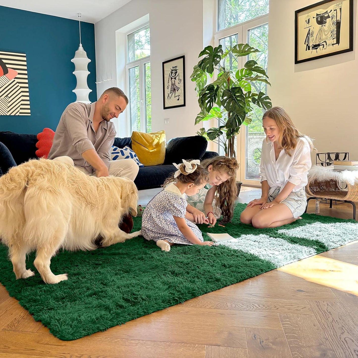 OLANLY Runner Rugs - Soft, Machine Washable Shaggy Carpet for Hallways & Bedrooms | Dark Green 2x5 ft