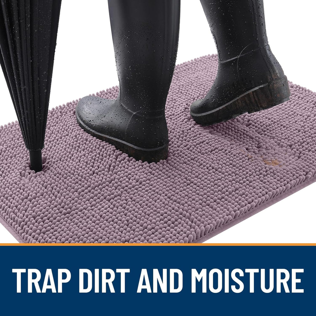 OLANLY Dog Door Mat - Absorbent Non-Slip Mud Mat for Indoor Use | Quick Dry Chenille, 34x21, Deep Plum
