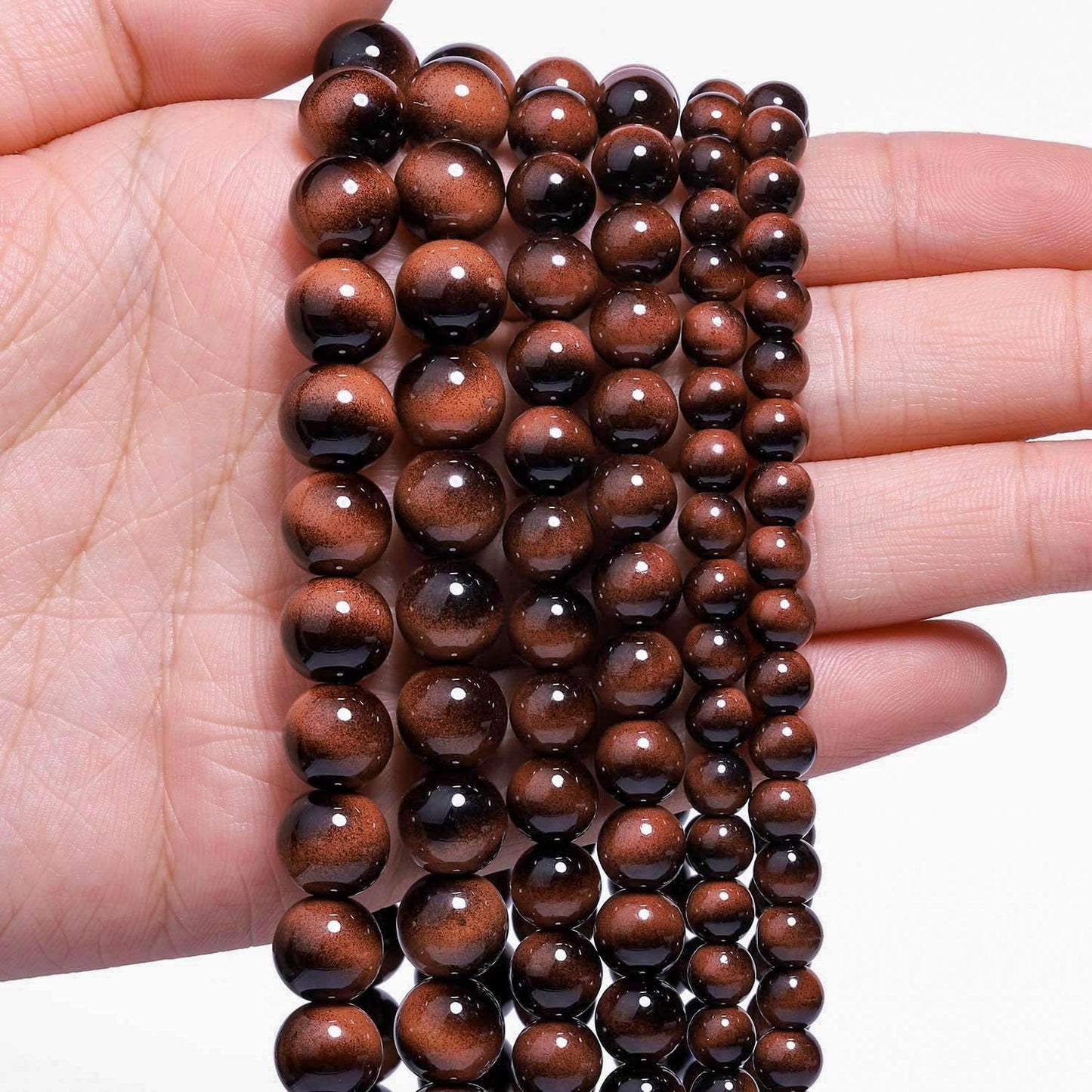 Song Xi 45PCS 8mm Brown Tiger Eye Gemstone Beads for Jewelry Making, Round Smooth Glass Beads for DIY Bracelet Necklace Earring Keychain, Arts and Crafts, for Christmas Wedding Birthday