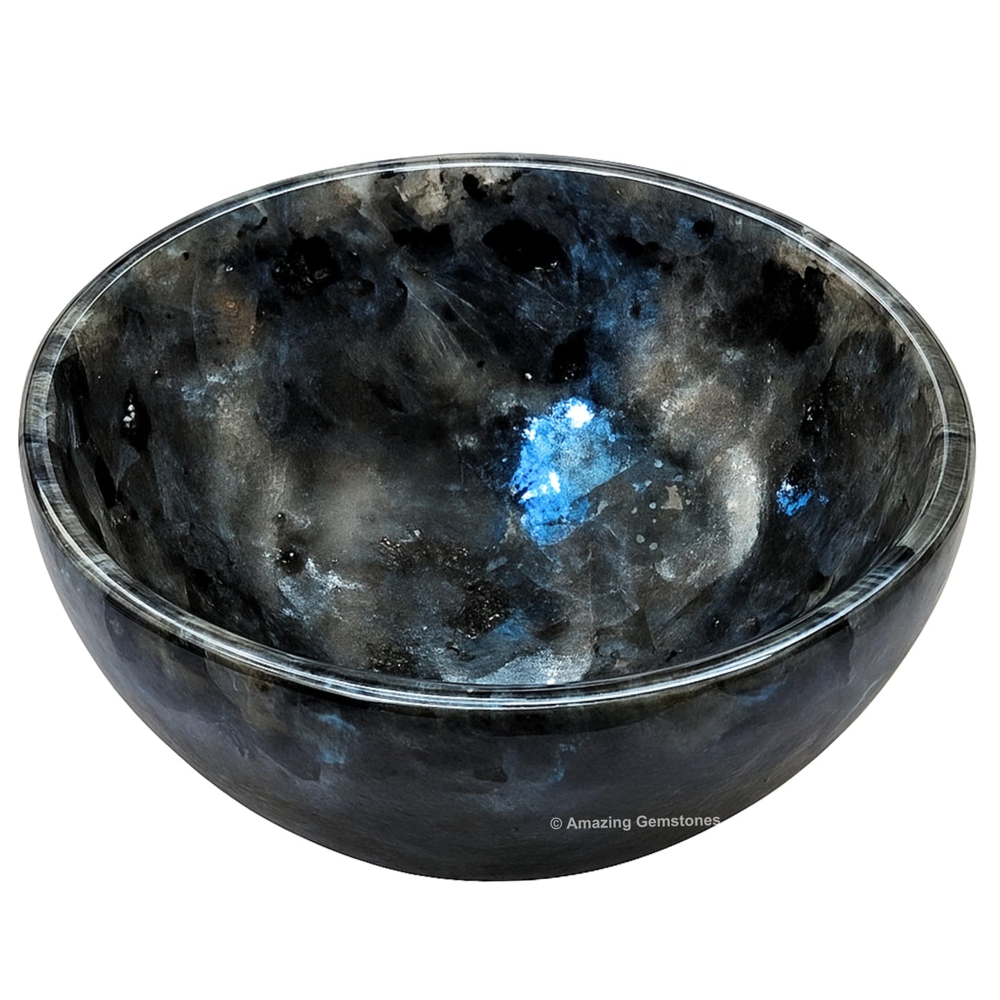 Larvikite Crystal Bowl - 2 Inch Decorative Bowls for Room and Home Decor - Gemstone Healing Crystals for Elegant Display, Positive Energy Balance and Gift