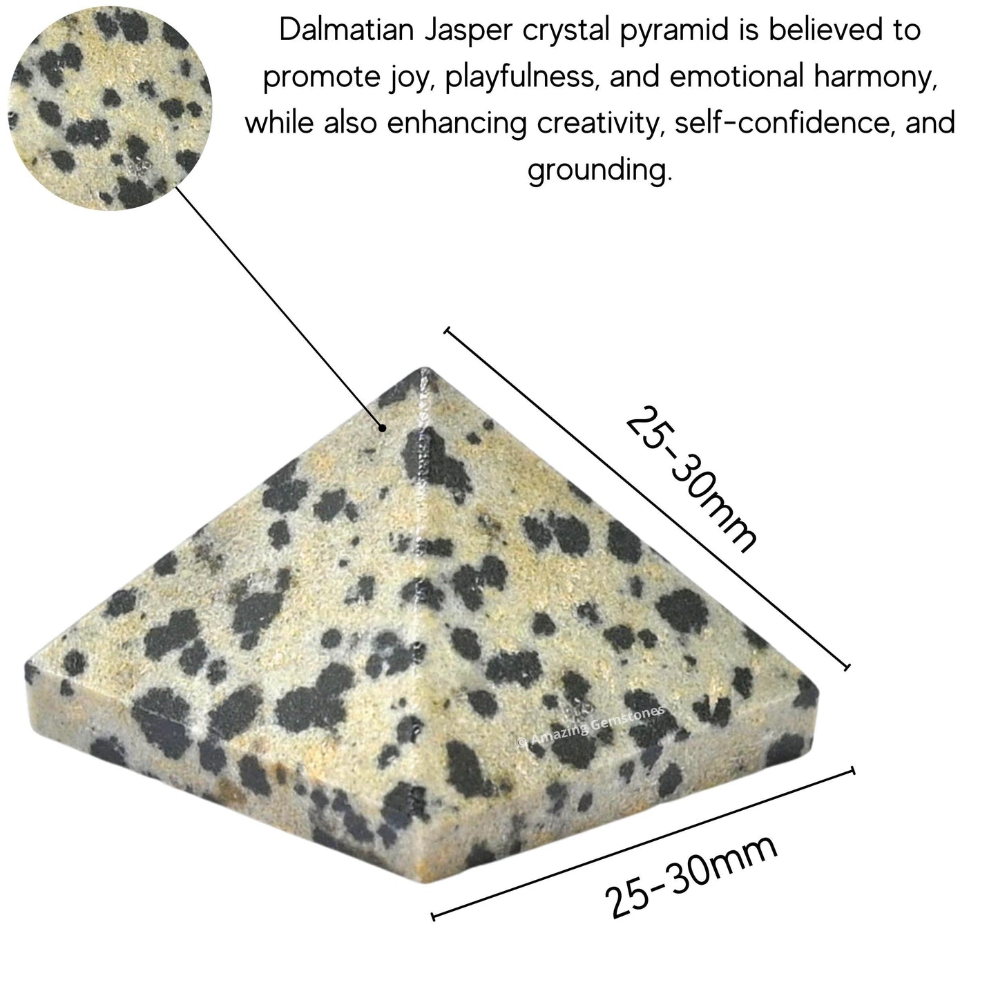 Amazing Gemstone Dalmatian Jasper Pyramid Crystal Healing Stones - 1" Great Pyramid Figurine of Natural Stone Pyramid for Meditation, Reiki, Chakra Balancing and Crystal Pyramids Grid