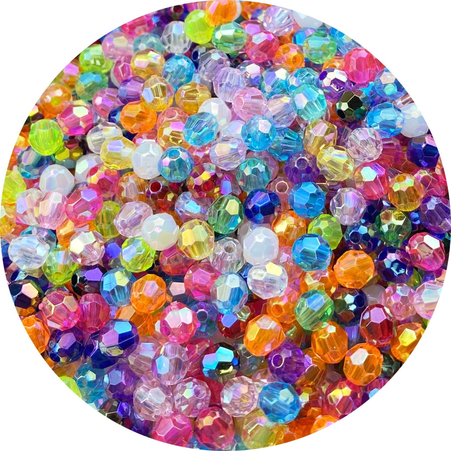 Tingoons 1000 PCS 6mm Acrylic Faceted Spacer Beads AB Color Glossy Round Loose Beads for Jewelry Making Bracelet Necklace Earring Ornament Wind Chimes Key Chains(Multicolor)