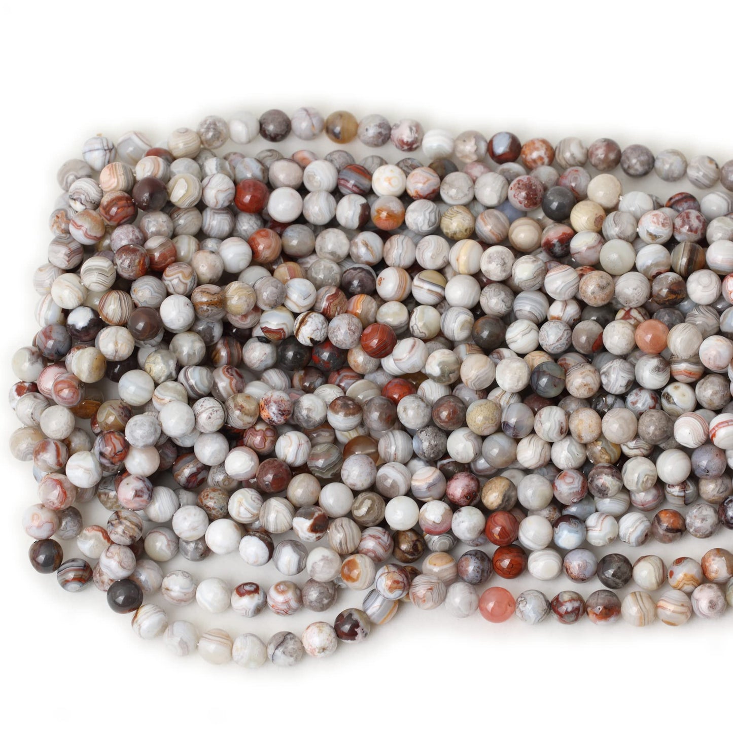 CHEAVIAN 60PCS 6mm Natural Laguna Lace Agate Round Loose Beads for Jewelry Making 1 Strand 15"