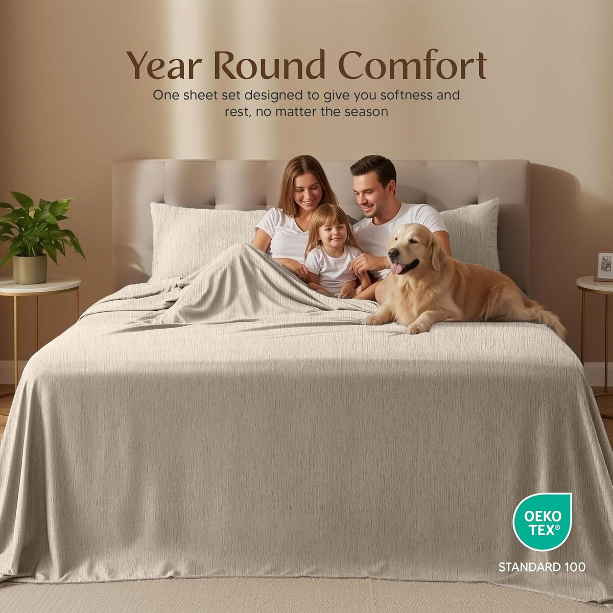 Utopia Bedding Twin Sheet Set - Soft & Breathable 3-Piece Microfiber Bed Sheets | Oeko-Tex Certified (Heather Beige)
