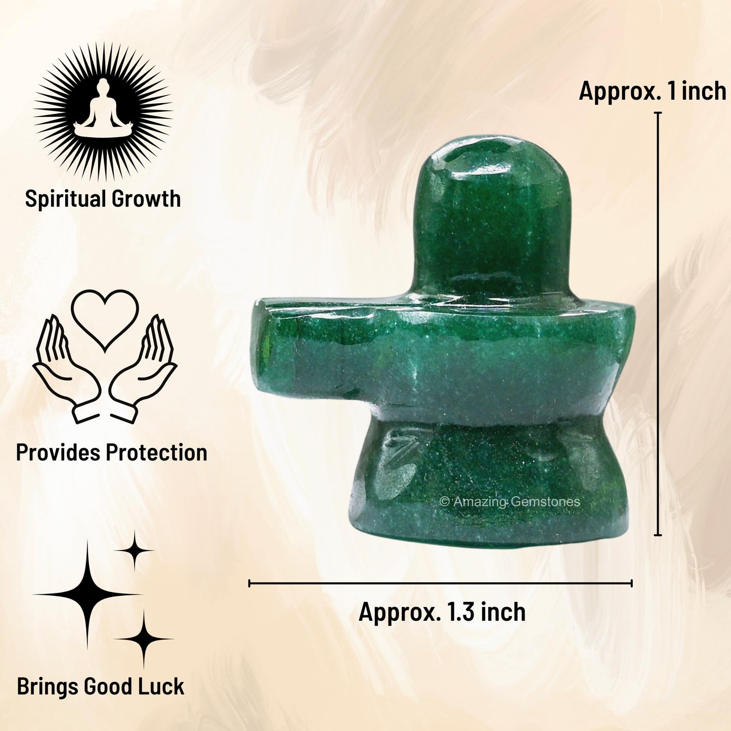 Amazing Gemstone Shiva Lingam Stone Green Aventurine Crystal - Shivling for Pooja, Home Office Room Decor made of Healing Crystals and Healing Stones - Adiyogi Shiva Lingams