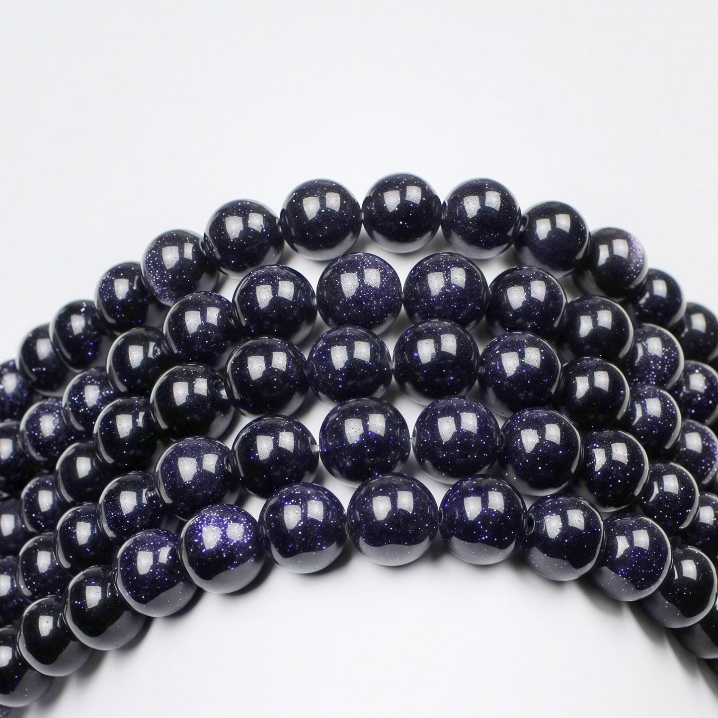 MJDCB Natural Stone Beads Blue Sand Stone Round Loose Beads for Jewelry Making DIY Bracelet Necklace (12mm)