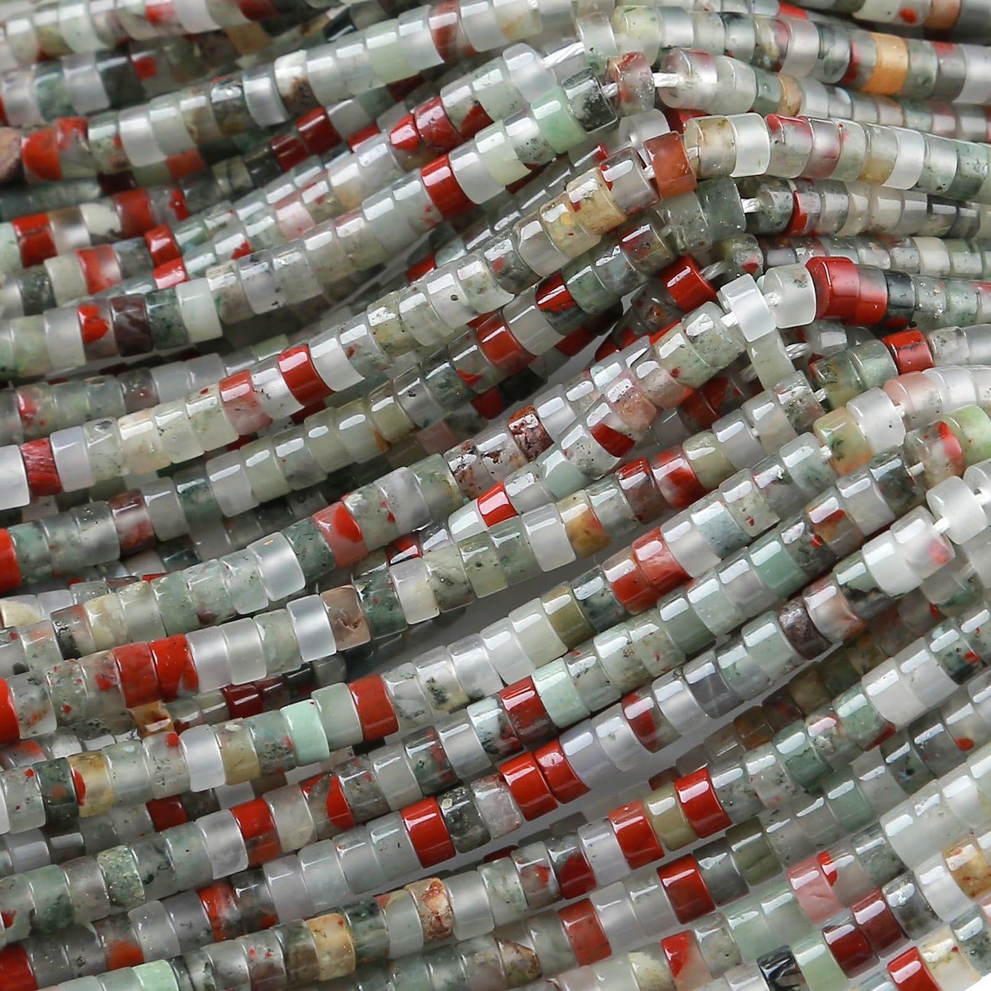 2x4MM 150PCS African Bloodstone Tube Cylinder Rondelle Abacus Disk Spacer Loose Beads for Jewelry Making