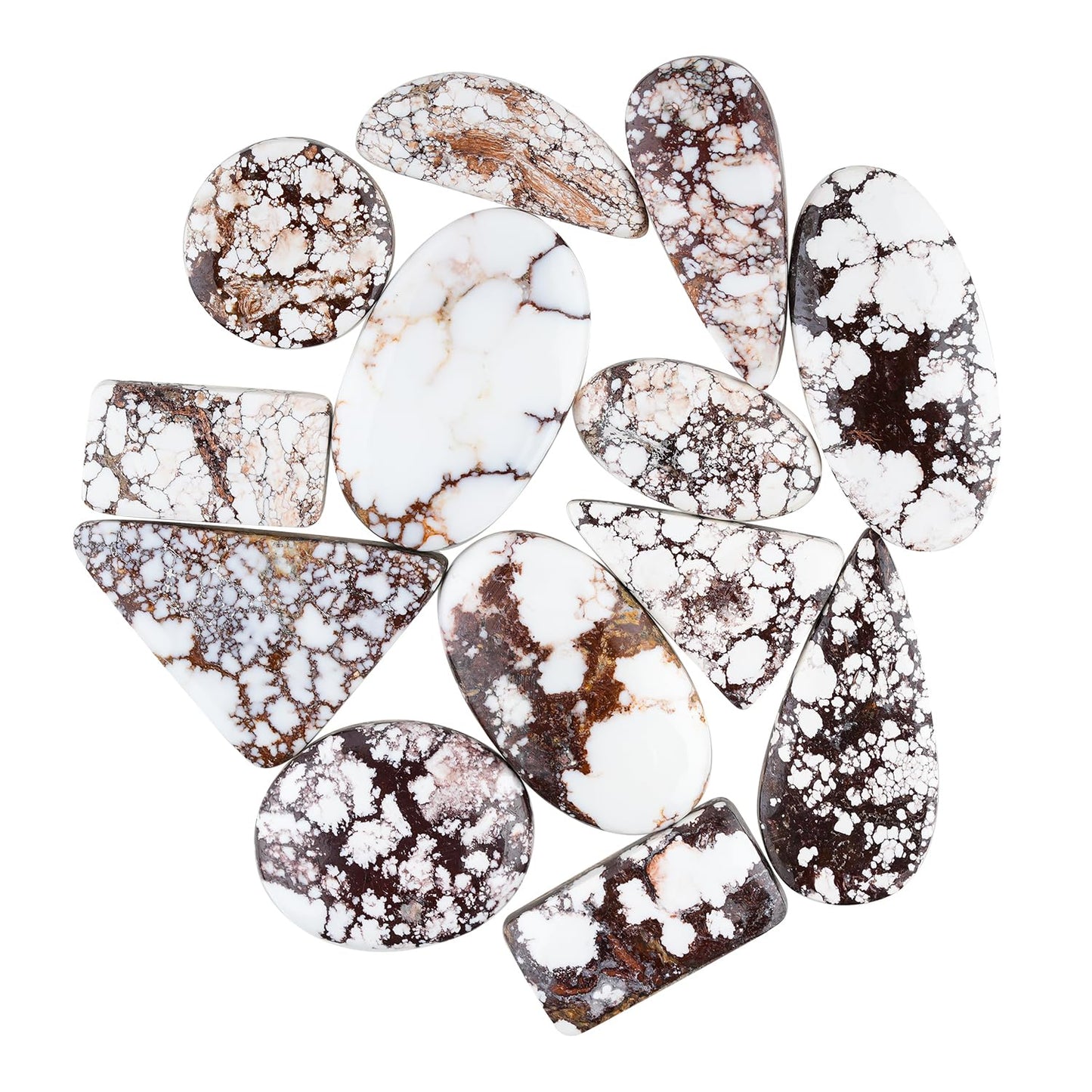 GemSymphony Natural Wild Horse Jasper Gemstone Cabochon Pack of 3 Mixed Shapes – Polished Crystal Stones for Jewelry Making Supply, Healing, Reiki & DIY Crafts, Natural Gem Cab Set for Wire Wrapping (15-20 mm)
