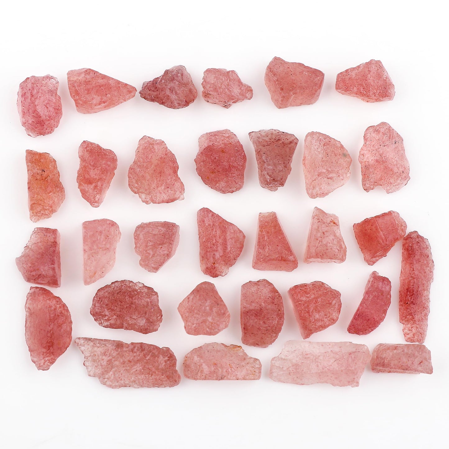 ColouredRocks Strawberry Quartz (200cts) (28-32pcs) (12-20mm) Natural Raw Crystals, Loose Gemstone, Wholesale Rough, Jewelry Making Supply, Chakra Healing Stones, DIY Craft, Gem Collection