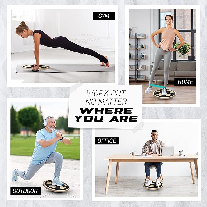 Yes4All Versatile Wooden Wobble Balance Board, Balance Trainer for Mobility Training, Standing Desk, Core Training, Exercise Balance Stability Trainer