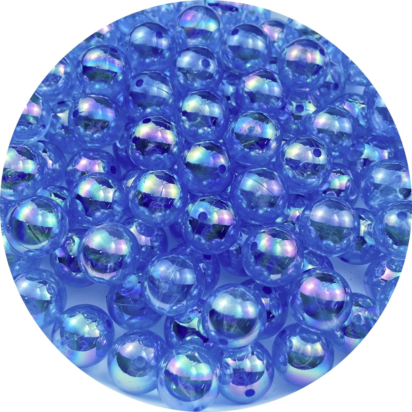 400pcs Acrylic Round Beads 8mm AB Colors Craft Beads Round Spacer Beads with Holes for Earring Bracelet Necklace Key Chains Jewelry Making(Light Blue AB)