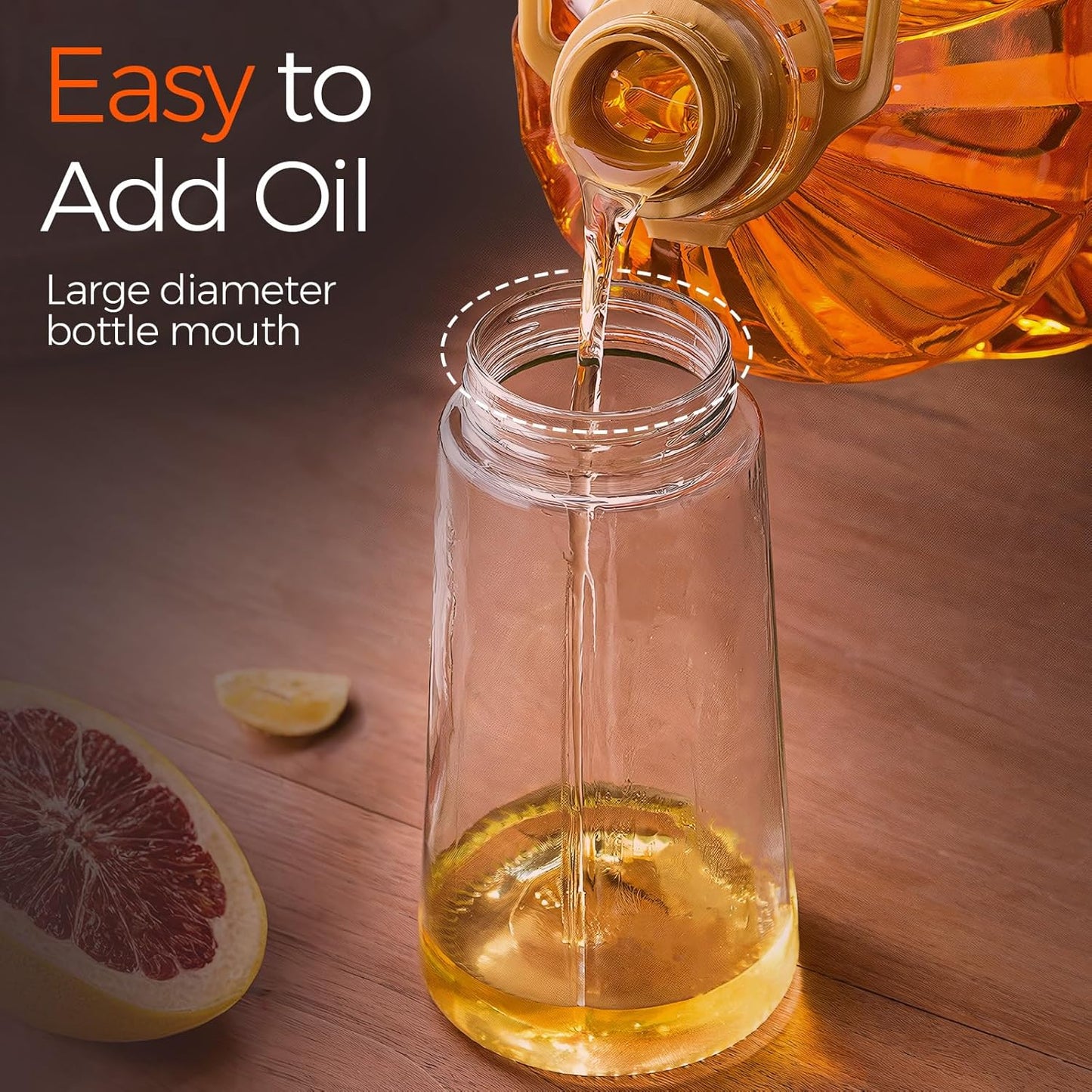 YARRAMATE Glass Olive Oil Sprayer - 2-in-1 Food Grade Premium Dispenser | 16oz Capacity (Orange)