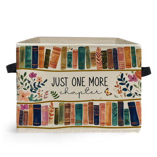Ghoaoivo Floral Bookish Storage Box Bins, Book Lover Reader Gifts, Just One More Chapter Collapsible Storage Basket Organizer for Reading Room Corner Home Library Classroom Dorm Clothes Toys Books