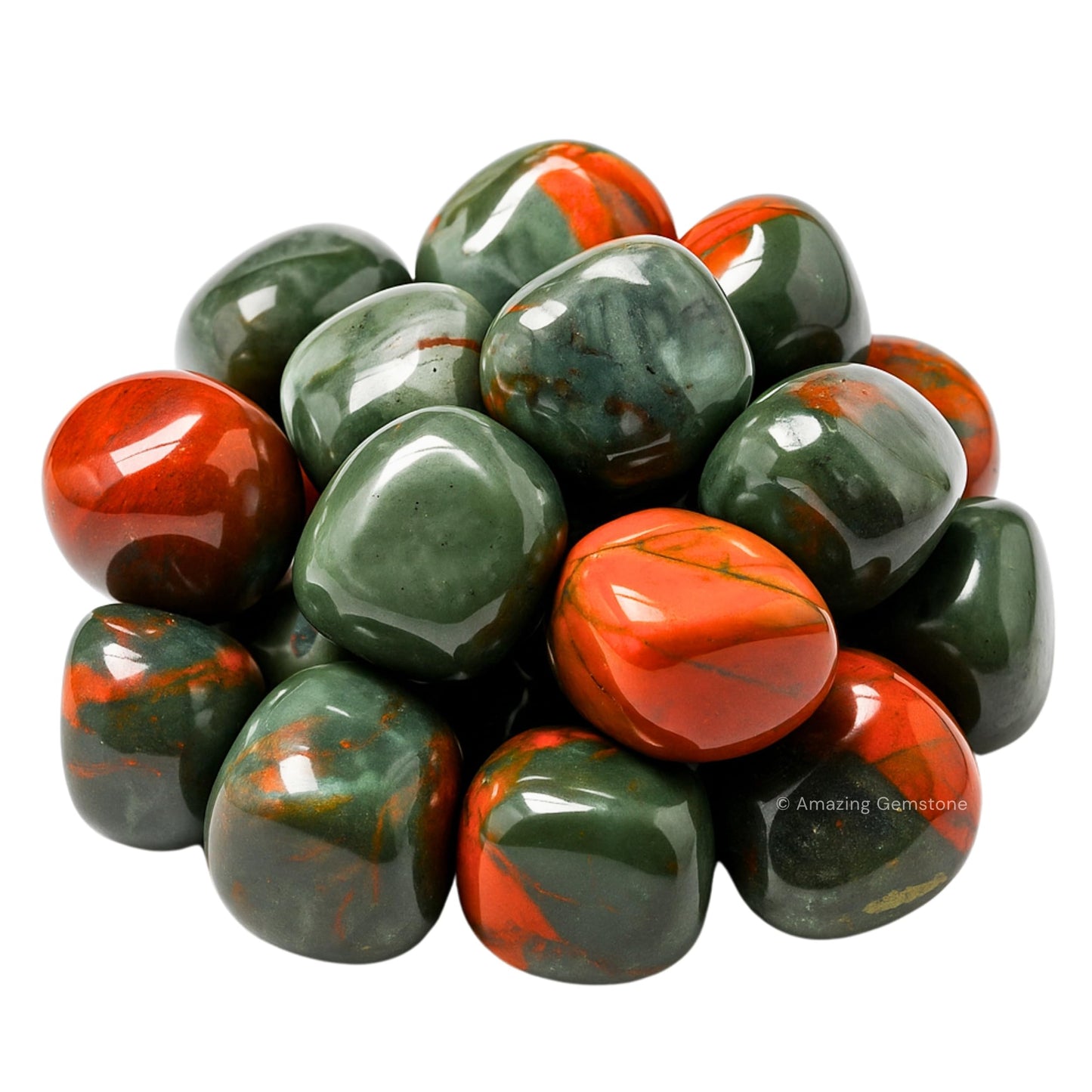 Amazing Gemstone African Bloodstone Crystals and Healing Stones Tumbled - 1 oz African Bloodstone Stone, Healing Stones for Energy Balance, Premium Polished Gems Rocks for Meditation and Wellness