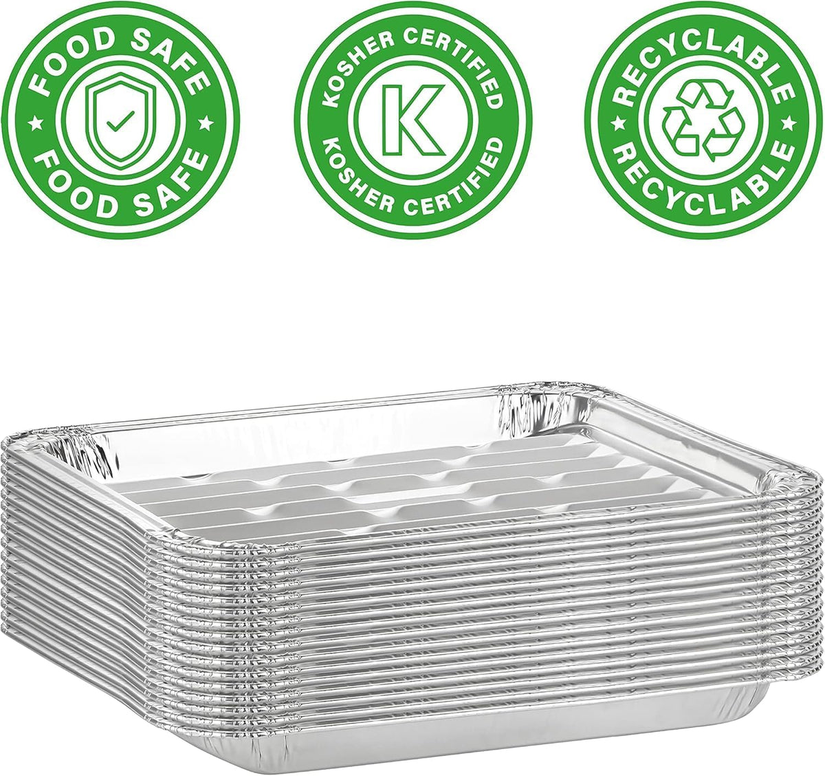Party Bargains Aluminum Broiler Pans - Heavy-Duty 12 Pack for BBQ & Catering | Ribbed Bottom for Even Heat