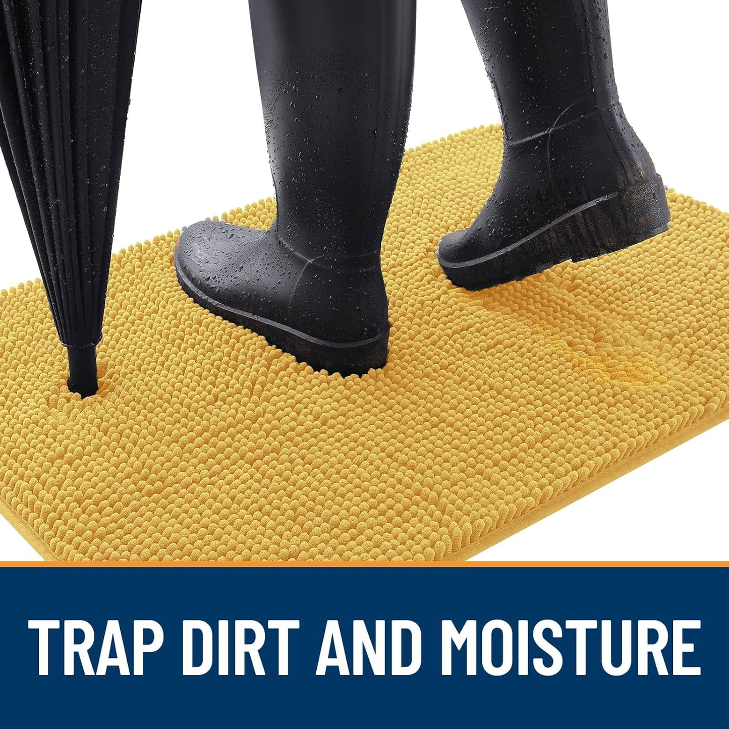 OLANLY Dog Door Mat - Absorbent Non-Slip Mud Mat for Indoor Use | Quick Dry Chenille, 24x16, Yellow