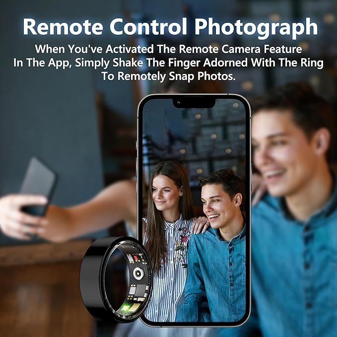 Smart Health Ring for Women Men Fitness Tracker with Heart Rate, Blood Oxygen, Blood Pressure, Sleep Monitoring, Step Counting, IP68 Waterproof for iPhone and Android, No APP Fee, Black 13