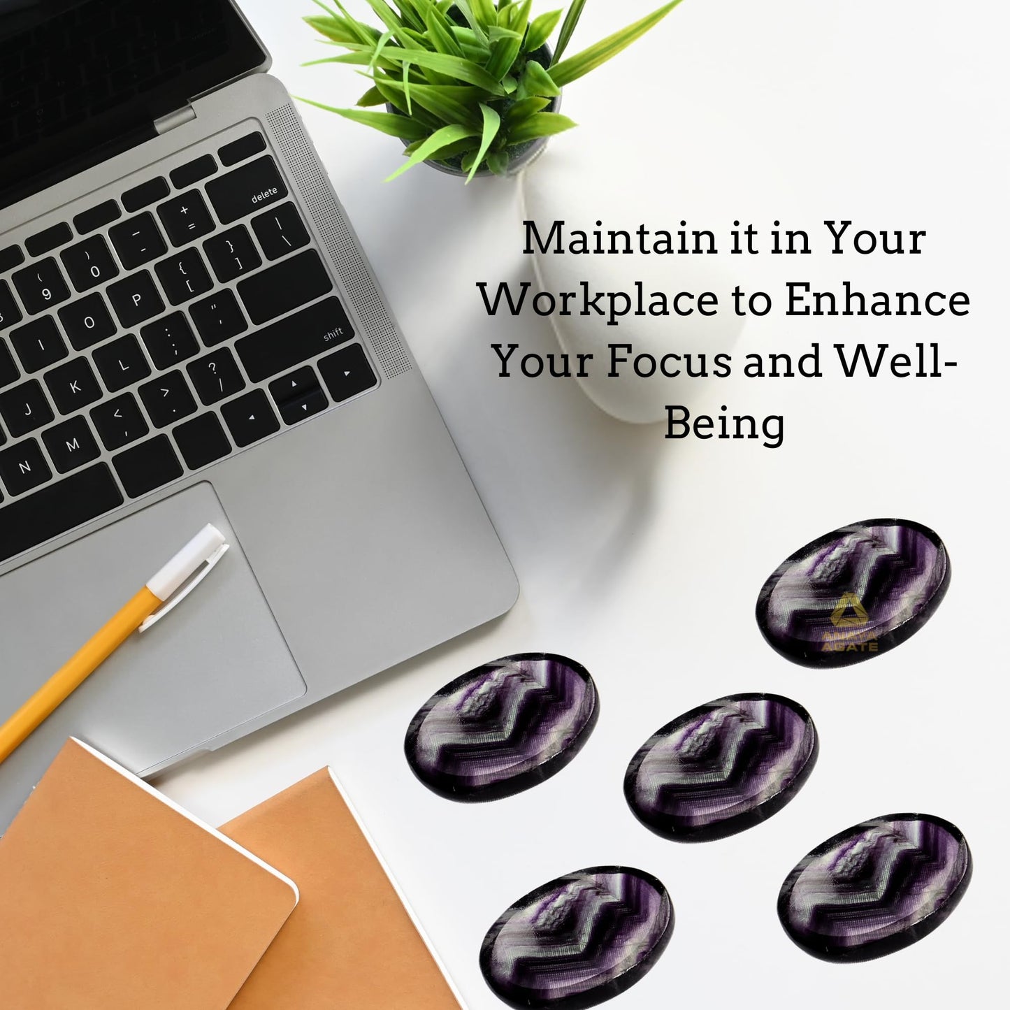 Anaya Agate Fluorite Worry Stones Certified Crystal Thumb Worry Stone for Anguish, Relaxing and Soothing Balance Stones for Meditation, Stress Relief Crystals and Healing Stones for Men, Women