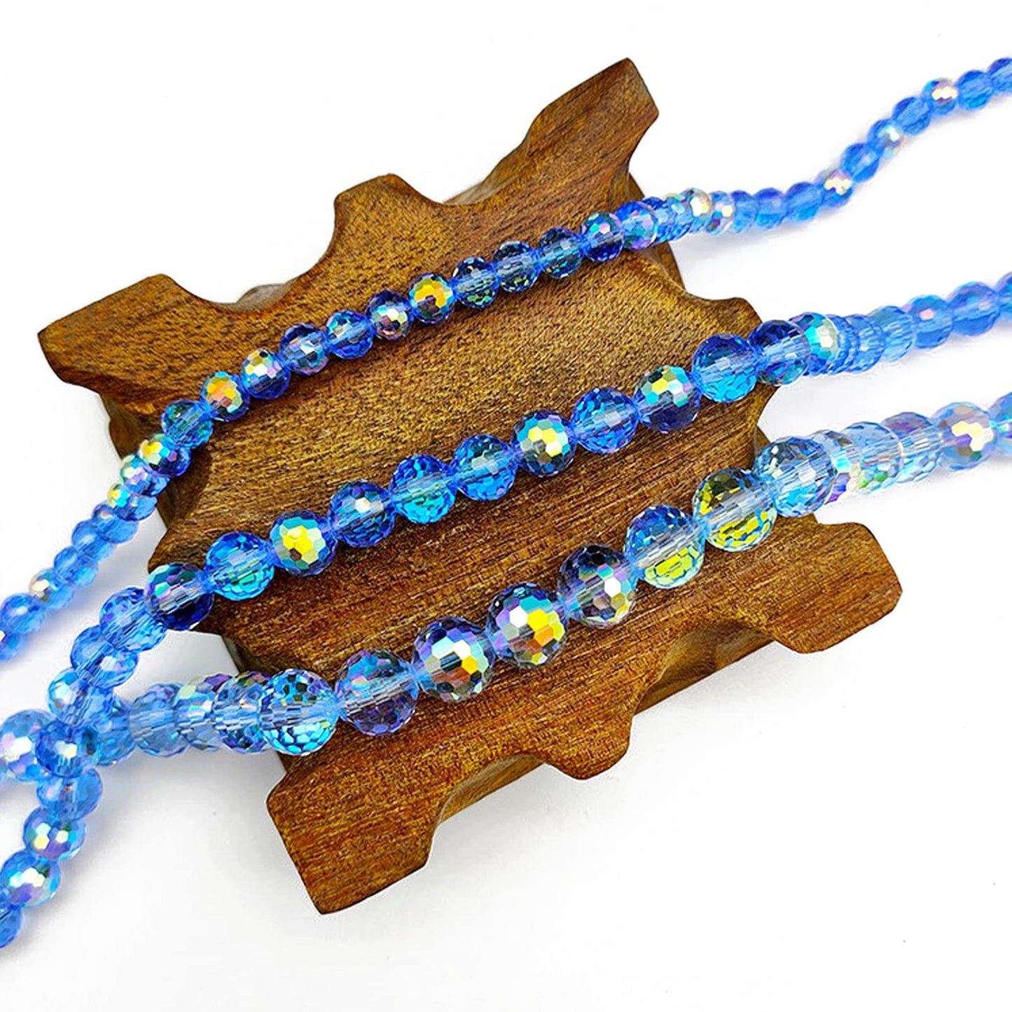 Dowarm 10MM Round Crystal Beads for Jewelry Making, Faceted Crystal Glass Beads for Crafts Bracelet Wind Chimes Suncatcher, #5003 Rondelle Spacer Beads, Loose Gemstones, 50PCS, Light Blue AB