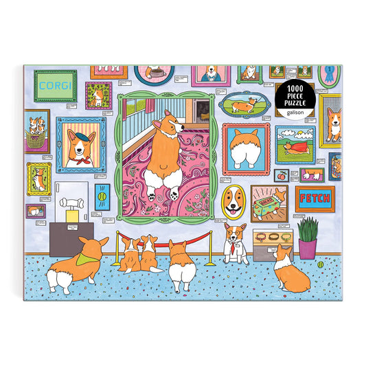 Galison Museum of The Corgi 1000 Piece Puzzle from Galison - 27" x 20" Jigsaw Puzzle, Fun and Colorful Artwork, Thick and Sturdy Pieces, for The Dog Lover in Your Life
