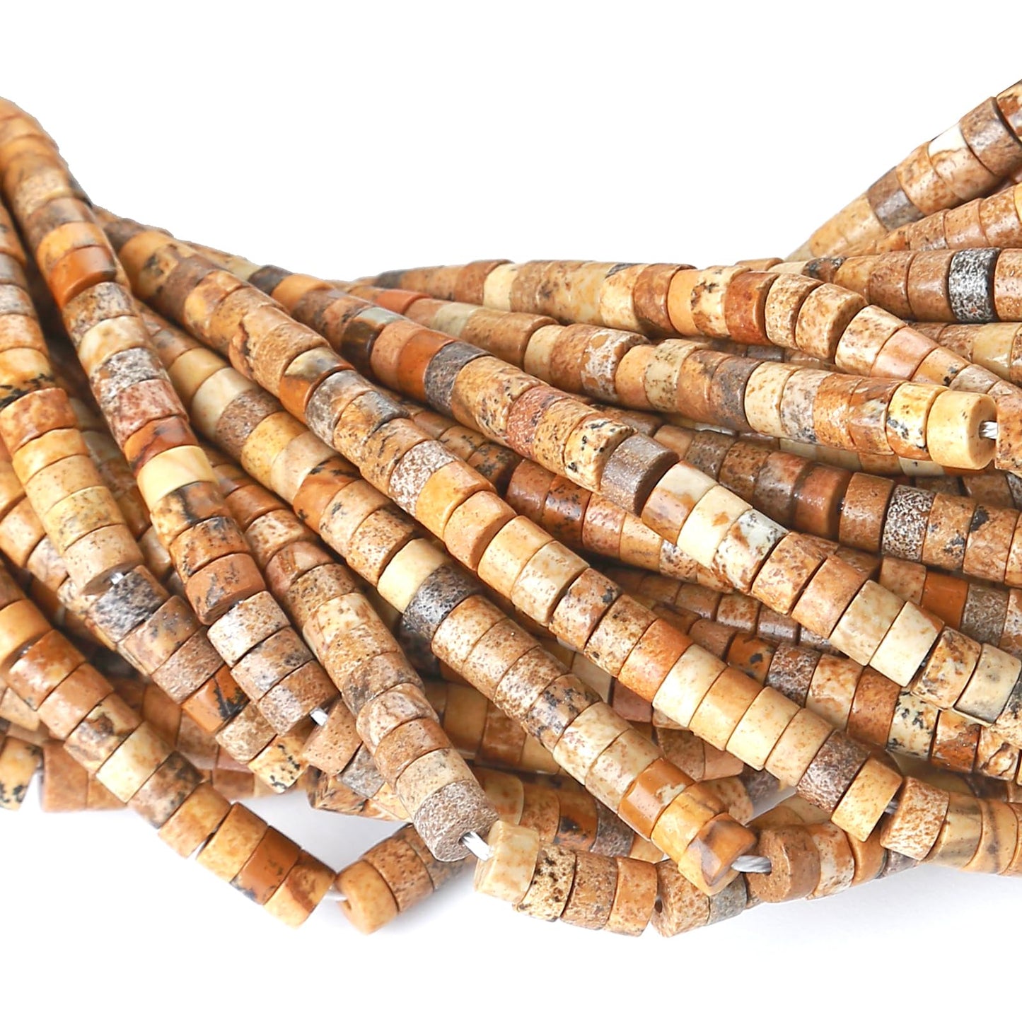 2x4MM 150PCS Picture Jasper Tube Cylinder Rondelle Abacus Disk Spacer Loose Beads for Jewelry Making