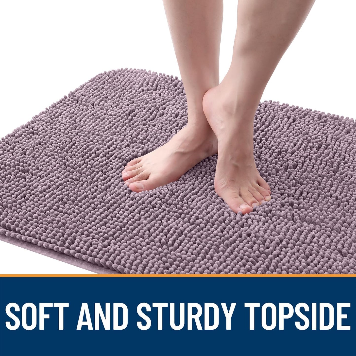 OLANLY Dog Door Mat - Absorbent Non-Slip Chenille Mat for Muddy Paws | Quick Dry, 70x46, Deep Plum