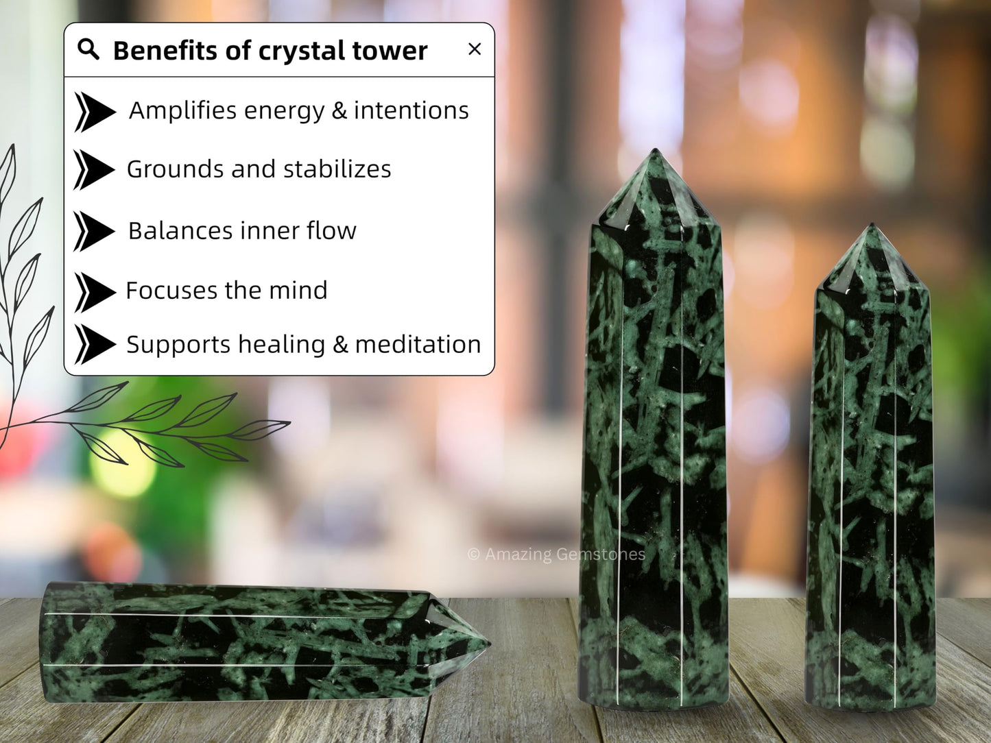 Amazing Gemstone Flower Stone Crystal Towers - Natural Healing Crystal Point Obelisk for Reiki Healing and Crystal Grid (3 Inch)