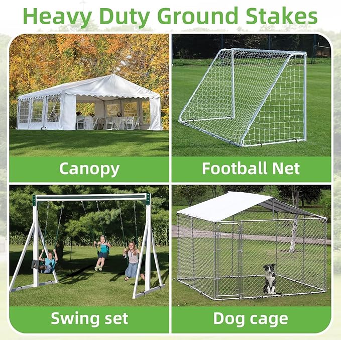 Black Trampoline Stakes Anchors High Wind 16inx10mm Galvanized U Hook 20pcs Rebar Stakes – Heavy Duty Ground Anchors for Trampoline,Yard & Inflatable,Landscape Metal Stakes for Outdoor Decorations