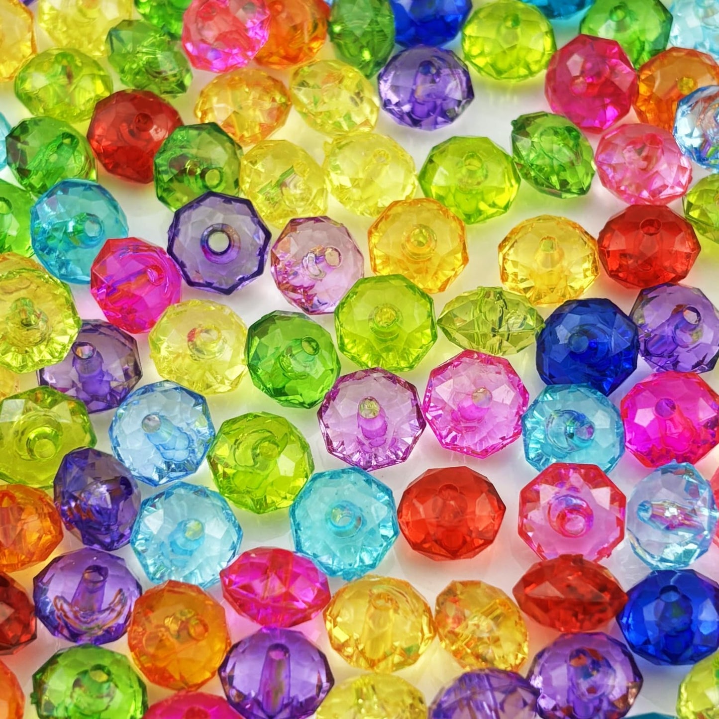 YHYPOCI 400pcs 8mm Acrylic Crystal Beads, Faceted Rondelle Acrylic Spacer Beads for Wind Chimes Bracelet Necklace Earring Keychain Jewelry Making DIY Crafts(Mix Colors)