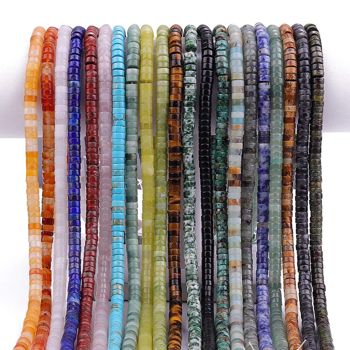 BEADIA Natural Taiwan Jade Spacer Beads Caps Loose Semi Gemstone for Beading Jewelry Making 6mmx3mm 38cm