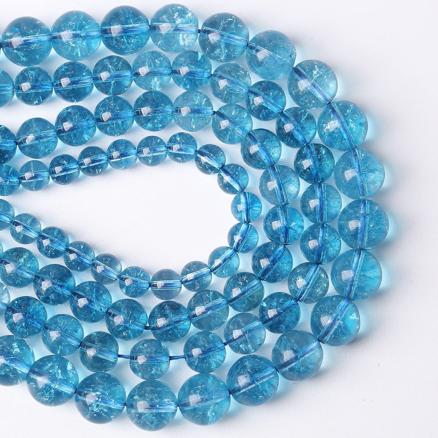 8mm 45PCS Blue Crystal Crackle Quartz Stone Spacer Round Loose Beads for Jewelry Making DIY Bracelet 15 inches Strand