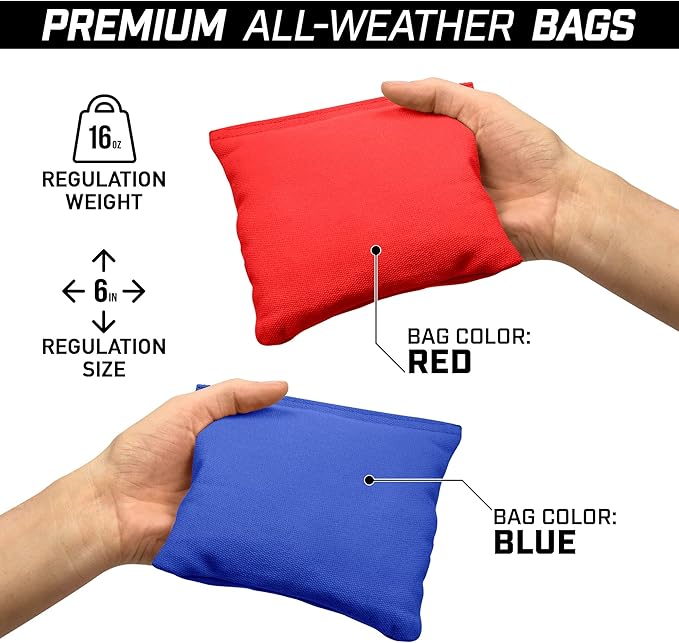 GoSports 4 ft x 2 ft Regulation Size Wooden Cornhole Boards Set - Includes Carrying Case and Bean Bags (Choose Your Colors) Over 100 Color Combinations