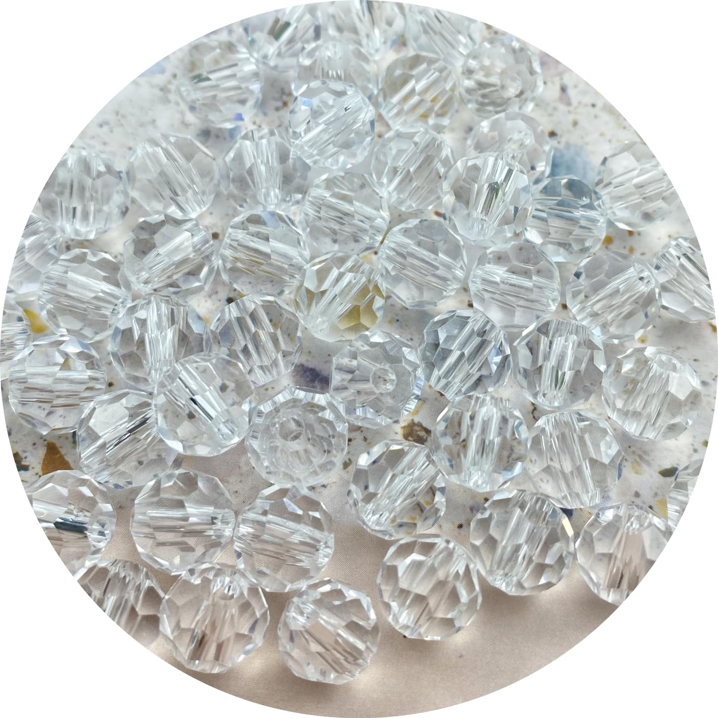 Xinhongo Crystal Glass Beads 100 Pieces 8mm Round Faceted Glass Spacer Beads for Jewelry Making Bracelet Earring Necklace DIY Craft Supplies(Crystal Clear)